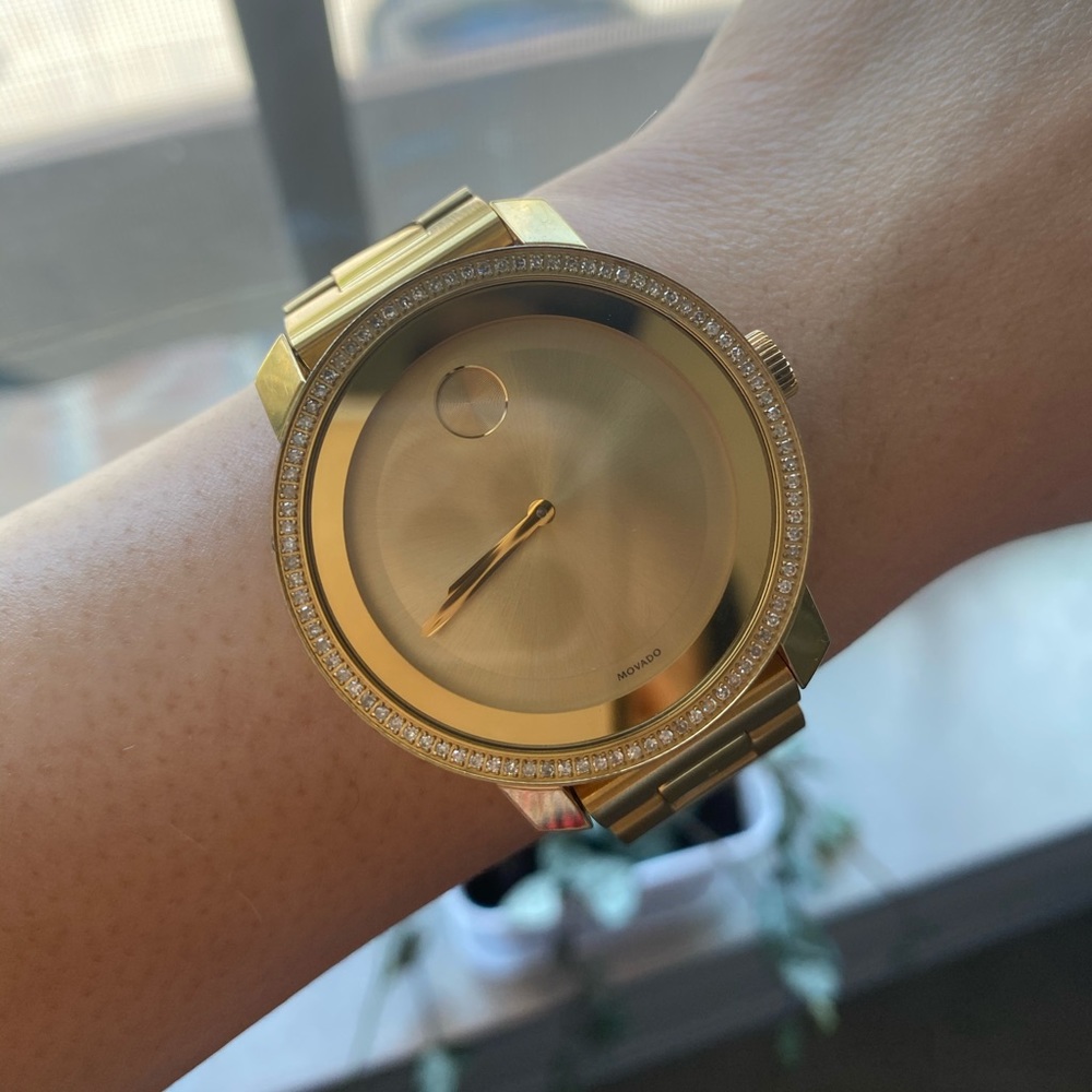 Movado Bold gold crystal stainless steel watch